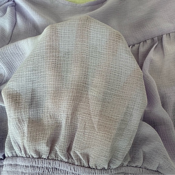 Free People Lolita Top Lavender‎ Purple Sheer Long Sleeve Ruffle Smocked Medium - Picture 9 of 11